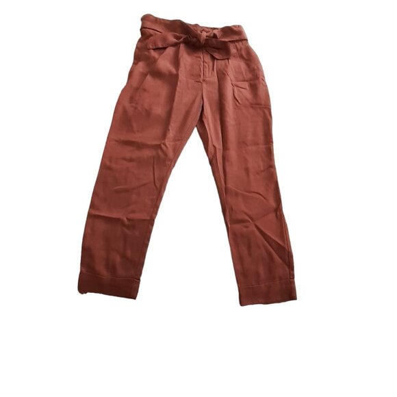 Cartonnier Anthropologie Cuff Pants Pleated Tie Front Rust High Waisted 6 - Picture 3 of 16